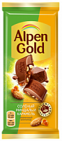Alpen Gold, молочный шоколад с соленым миндалем и карамелью, 85 г